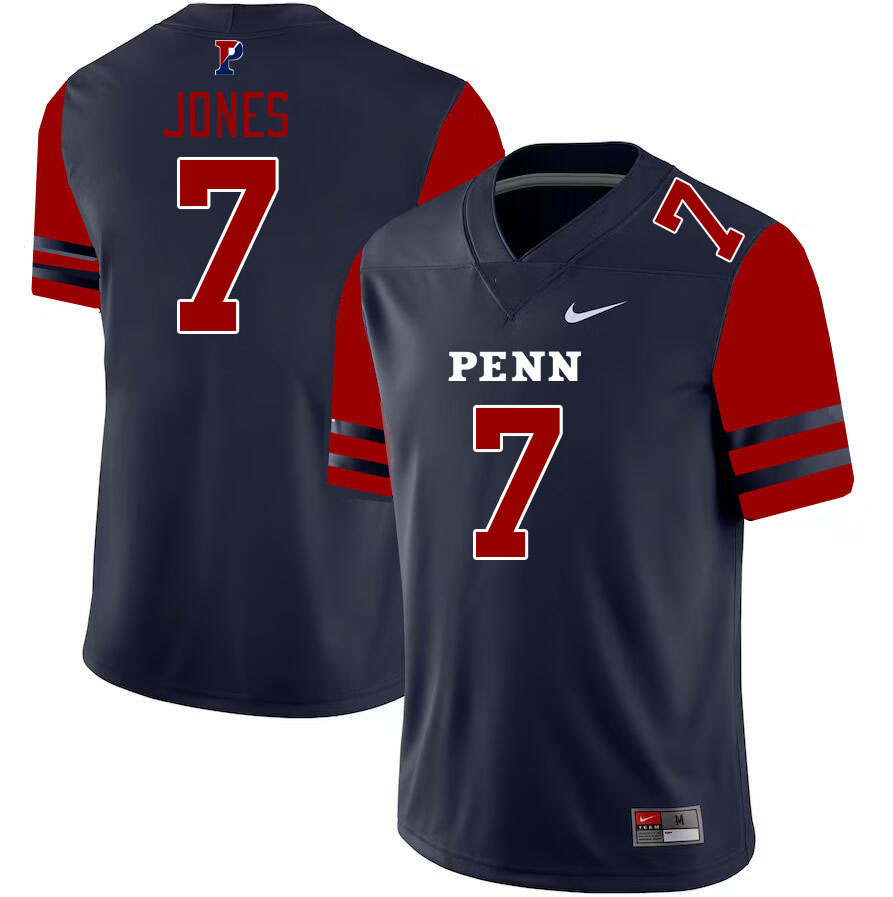 Men-Youth #7 Aaron Jones Penn Quakers 2023 College Football Jerseys Stitched Sale-Blue